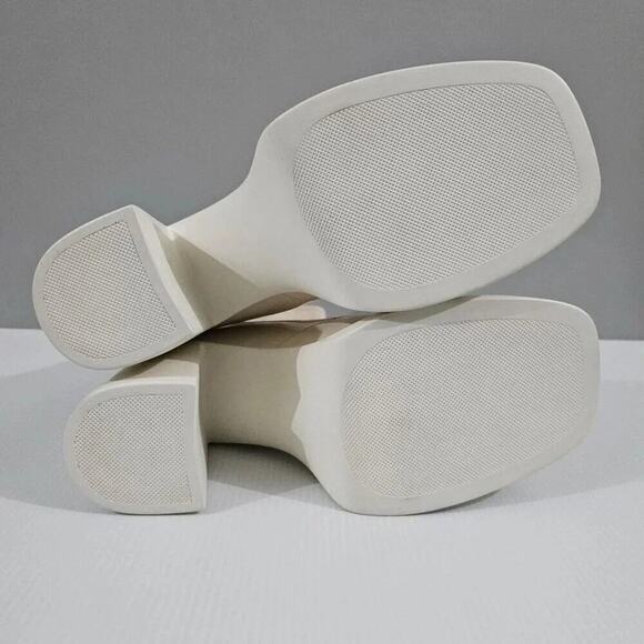 NEW Free People Double Stack Platform Boot Women EU 39.5 Bone Ivory Leather Heel - Picture 12 of 14